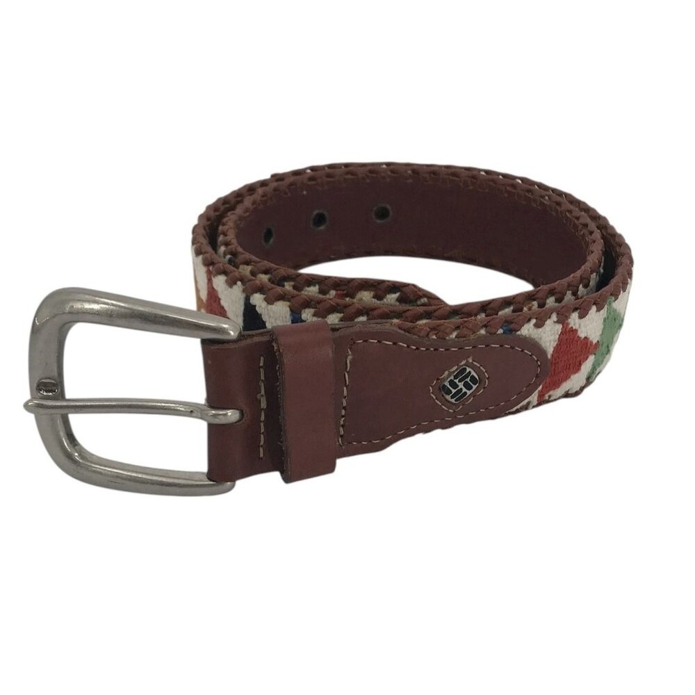 Columbia Belt Womens Size Medium 27-31 Leather Woven Gaucho Western